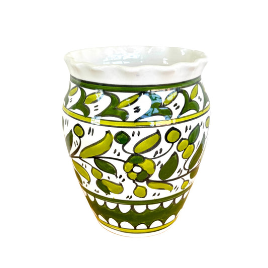 Ceramic Flower Pot (8”) - Green Fluted