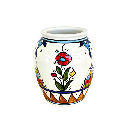 Ceramic Flower Pot  (8") - Curved Poppy