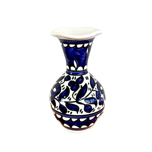 Ceramic Vase (7")- Classic Blue Fluted