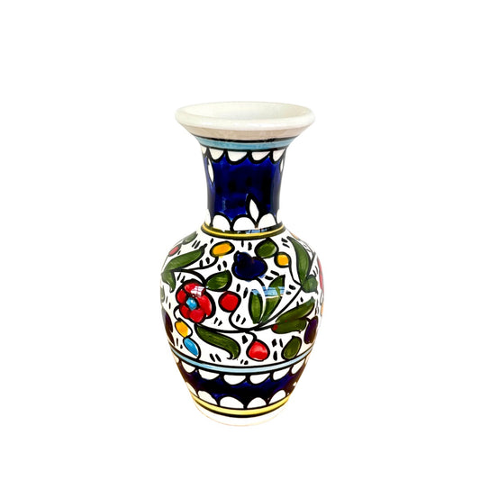 Ceramic Vase (7") - Multicolor w/Blue