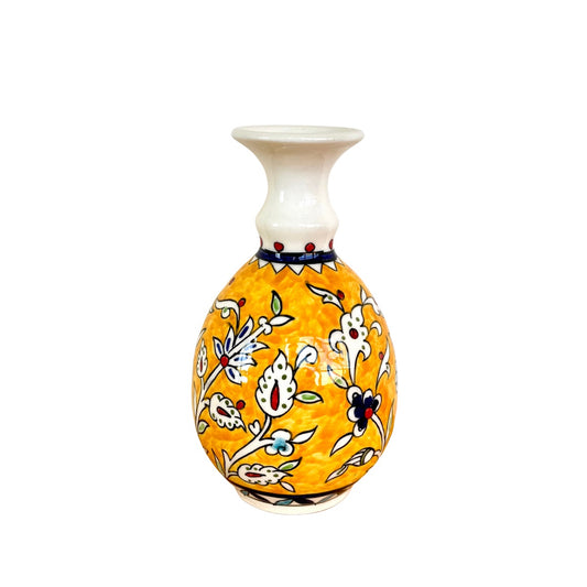 Ceramic Vase (7.5") - Floral, Yellow