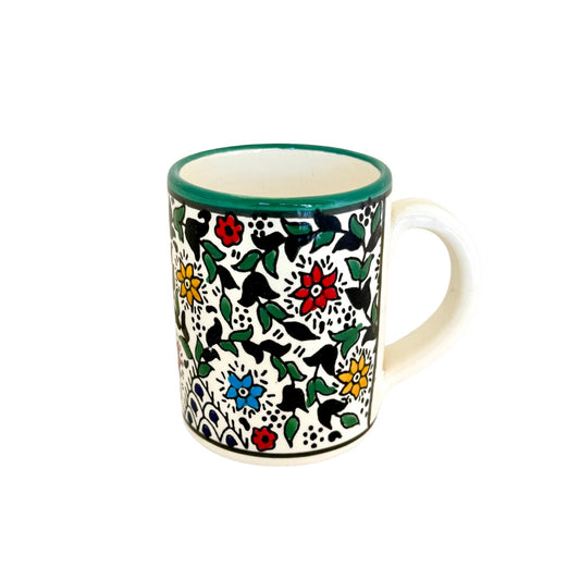 Ceramic Mug w/Handle- Teal MultiVine