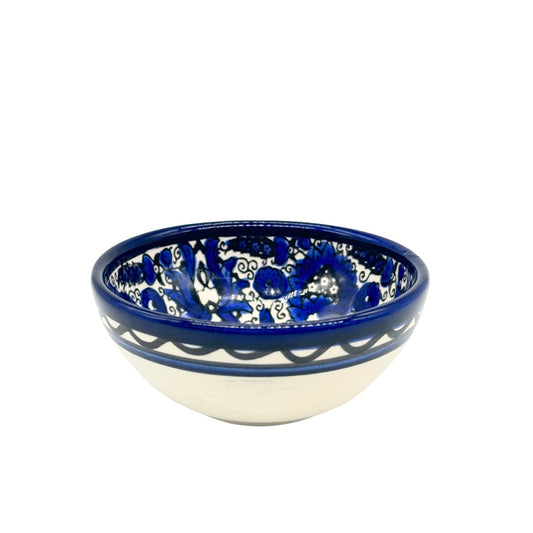 Ceramic "Dipping" Bowl (3.5”)- Blue Arabesque Tulip