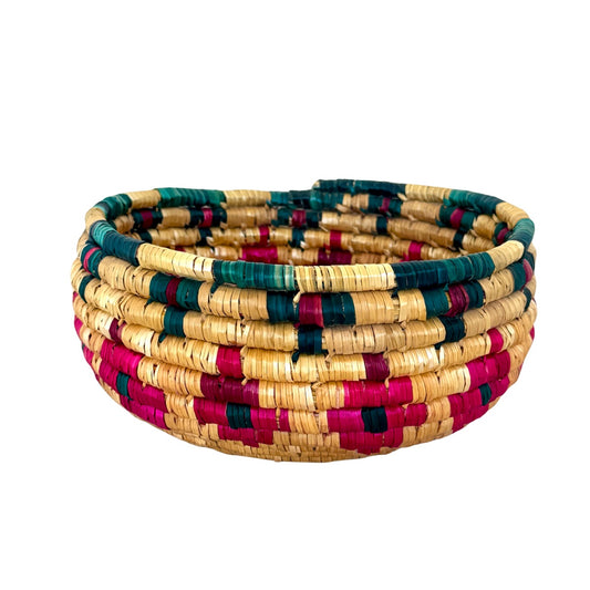 Basket by Women in Salfit (10") - Pink and Green