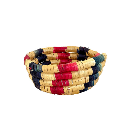 Basket by Women in Salfit (5") - Pink and Blue