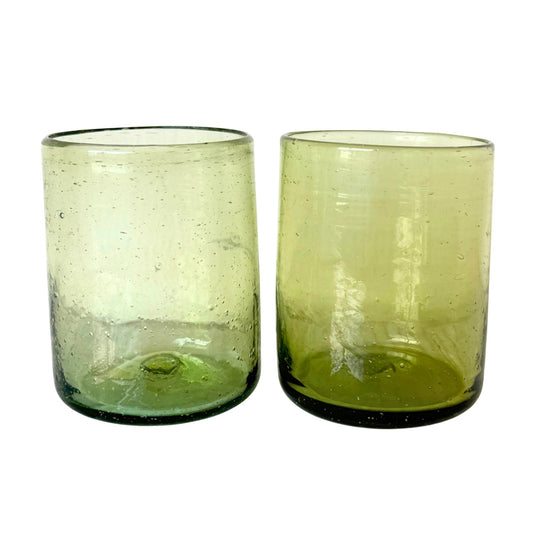 Glass Tumbler Set of 2 (4” x 3") - Olive