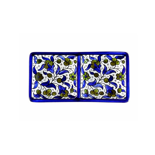 Ceramic Split Serving Dish (6”) - Blue & Green