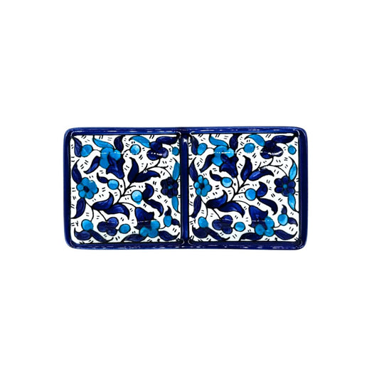 Ceramic Split Serving Dish (6”) - Dual Tone Blue
