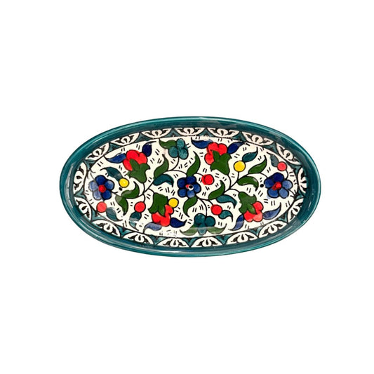 Ceramic Soap Dish (7”) - Multicolor Teal