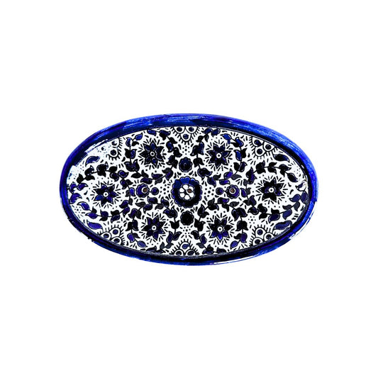 Ceramic Soap Dish (7”) - Blue Vine