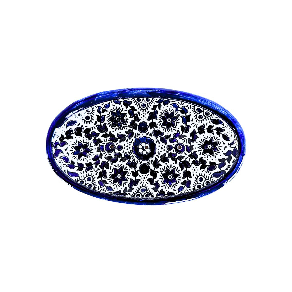 Ceramic Soap Dish (7”) - Blue Vine