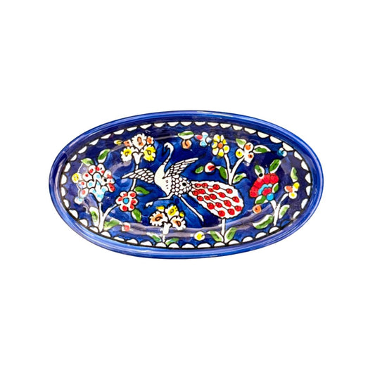 Ceramic Soap Dish - (7") Blue Peacock