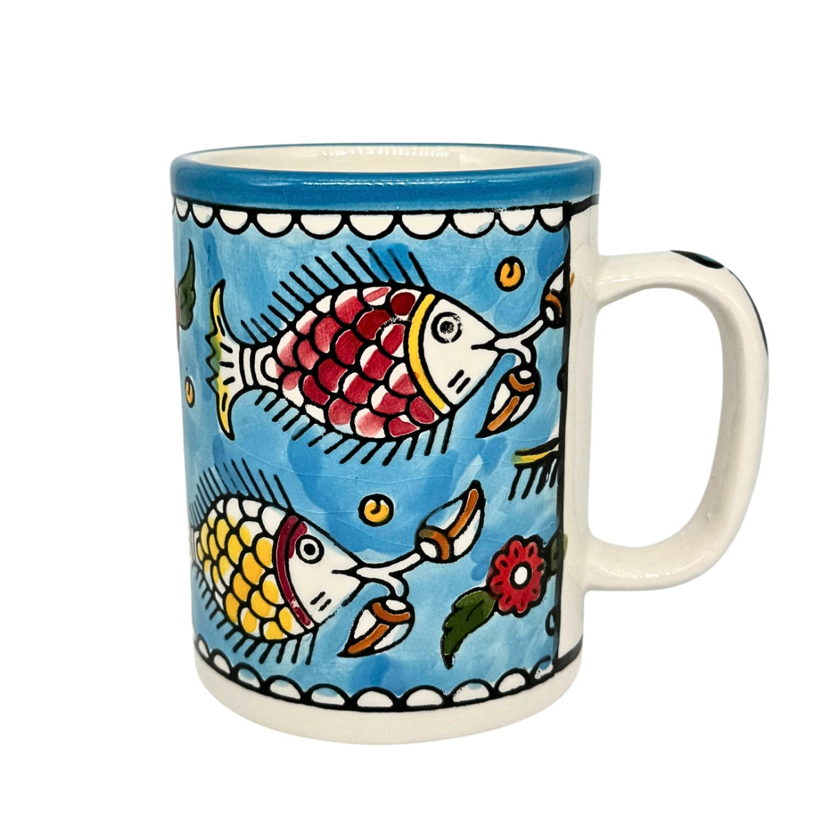 Ceramic Mug - Mediterranean Blue with Fish
