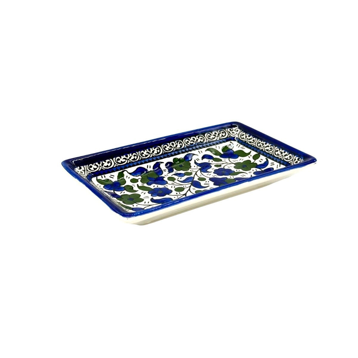 Ceramic Rectangular Dish - Blue & Green Classic