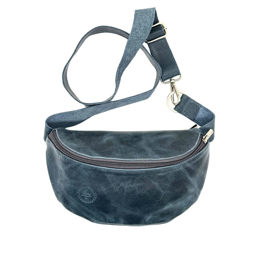 Leather Fanny Pack - Blue Oiled Leather