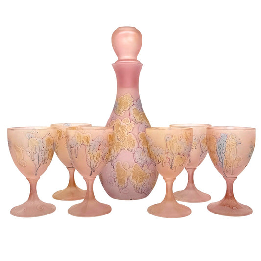 Phoenician Glass Decanter and 6 Glasses