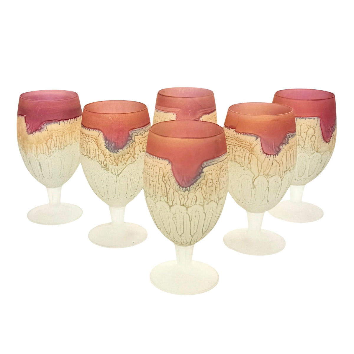 Phoenician Style Glass Water Glasses, Set of Six
