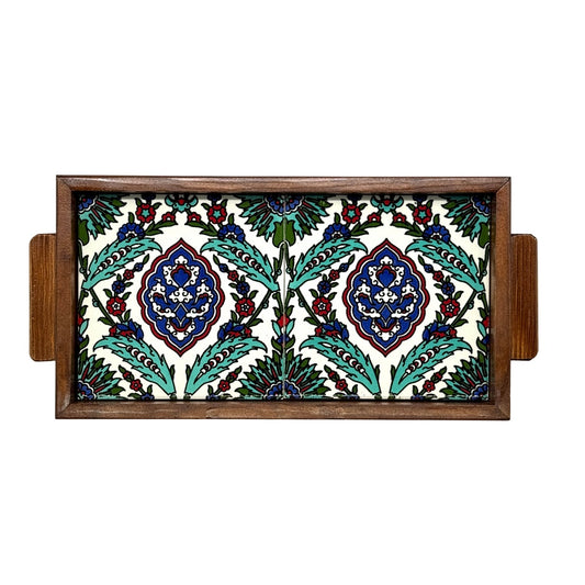 Ceramic and Wood Serving Tray - Ottoman Gardens