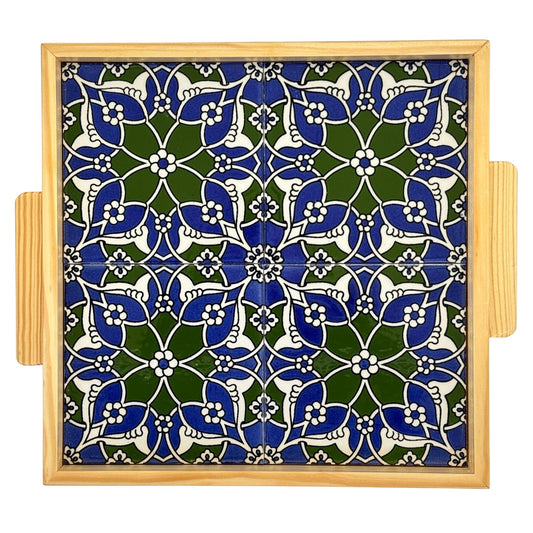 Ceramic and Wood Serving Tray