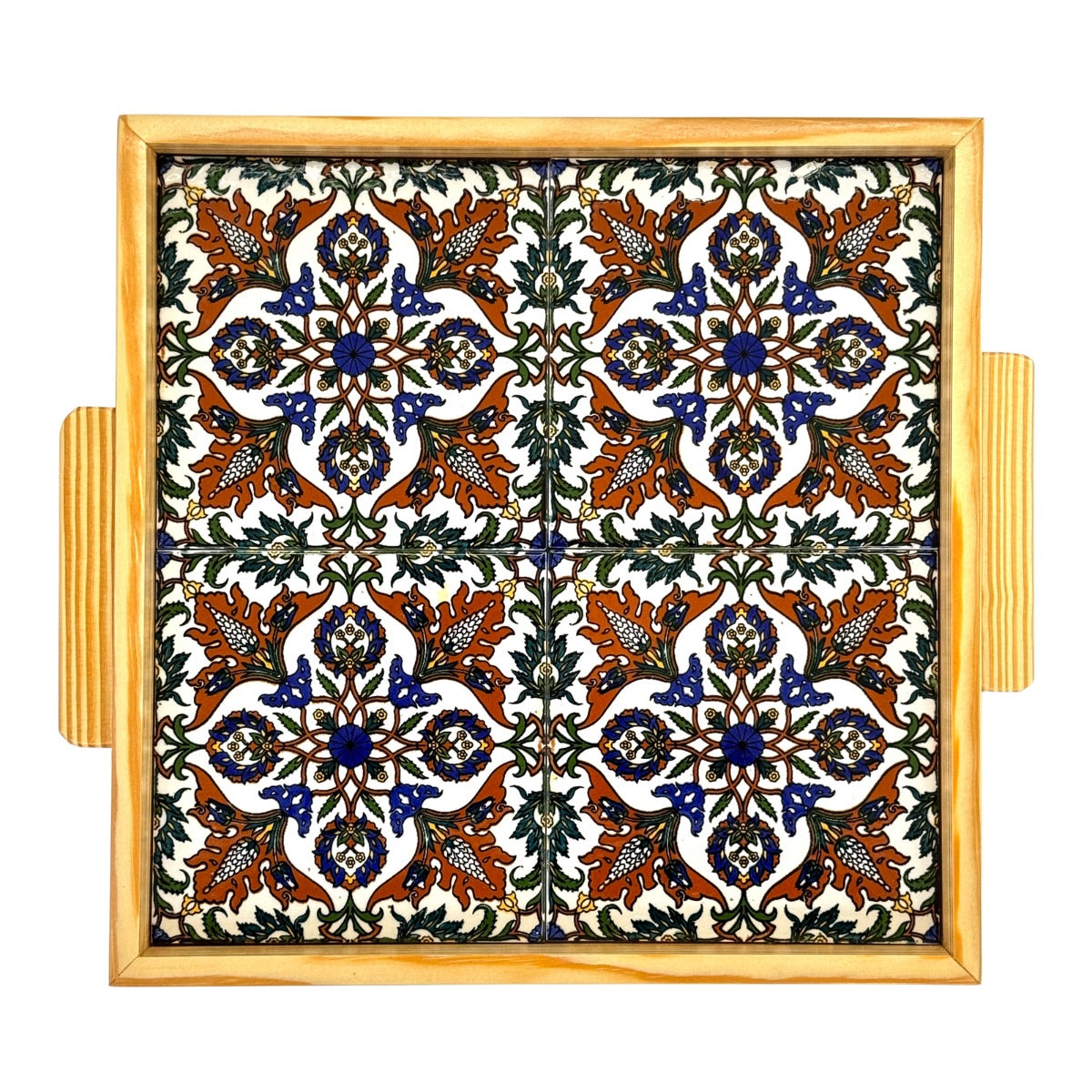 Ceramic and Wood Serving Tray
