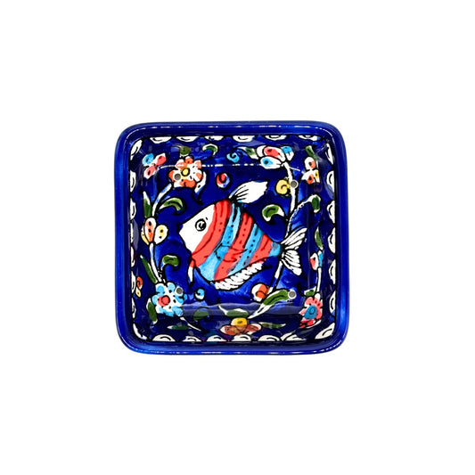 Square Soap Dish - Blue Fish