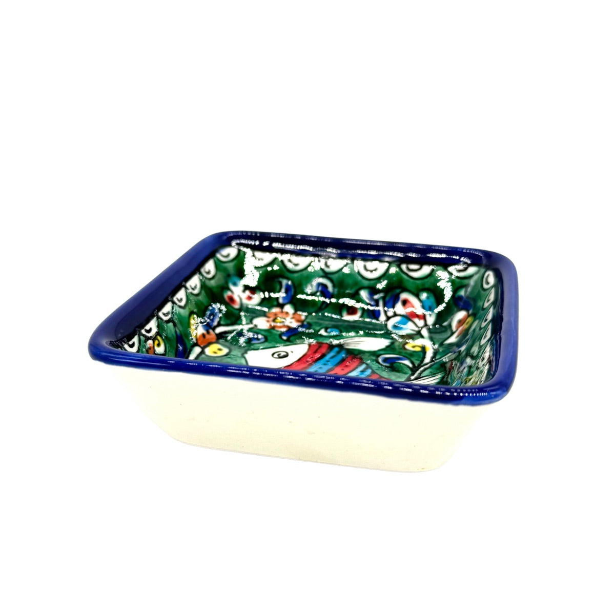 Square Soap Dish - Green Fish