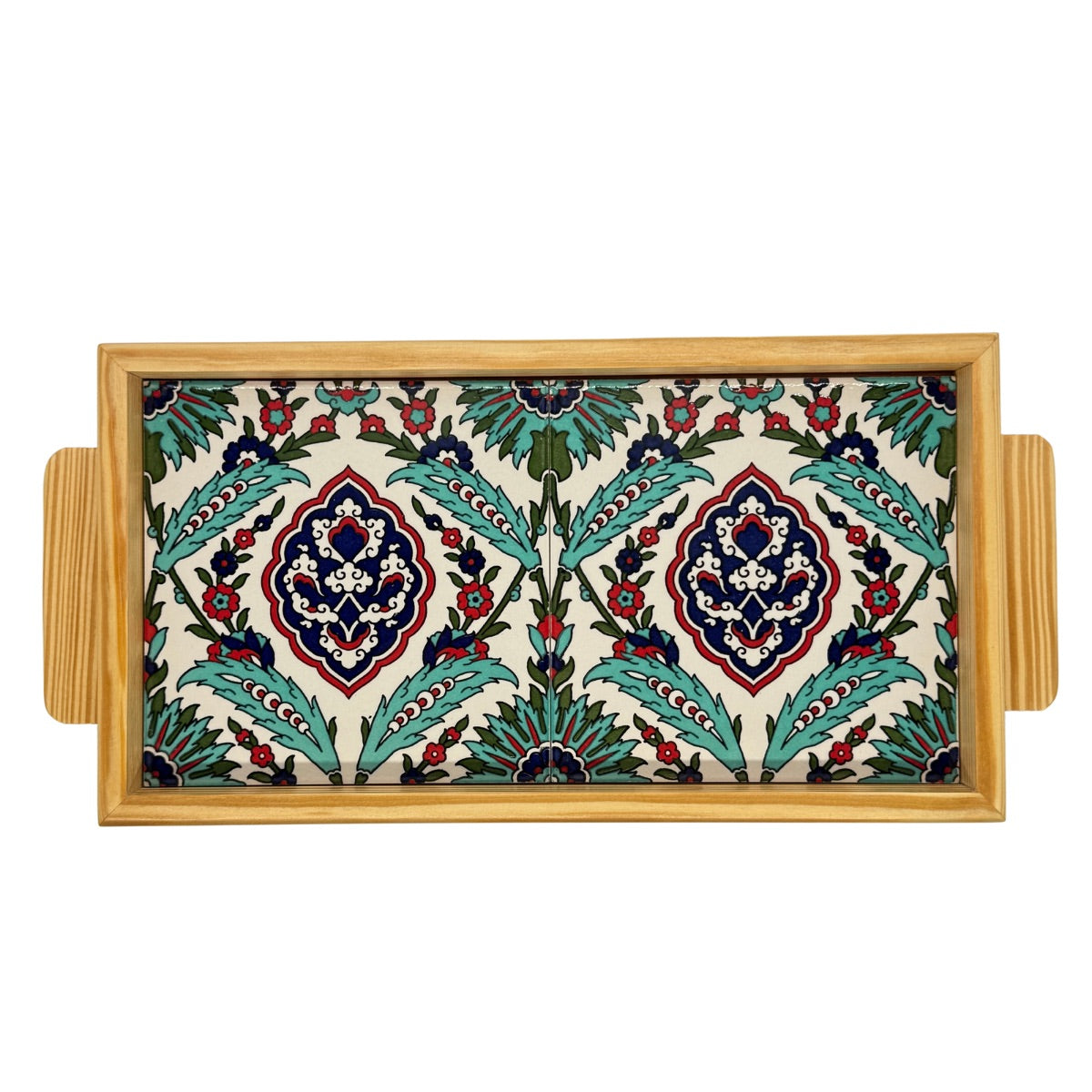 Ceramic and Wood Serving Tray - Ottoman Gardens