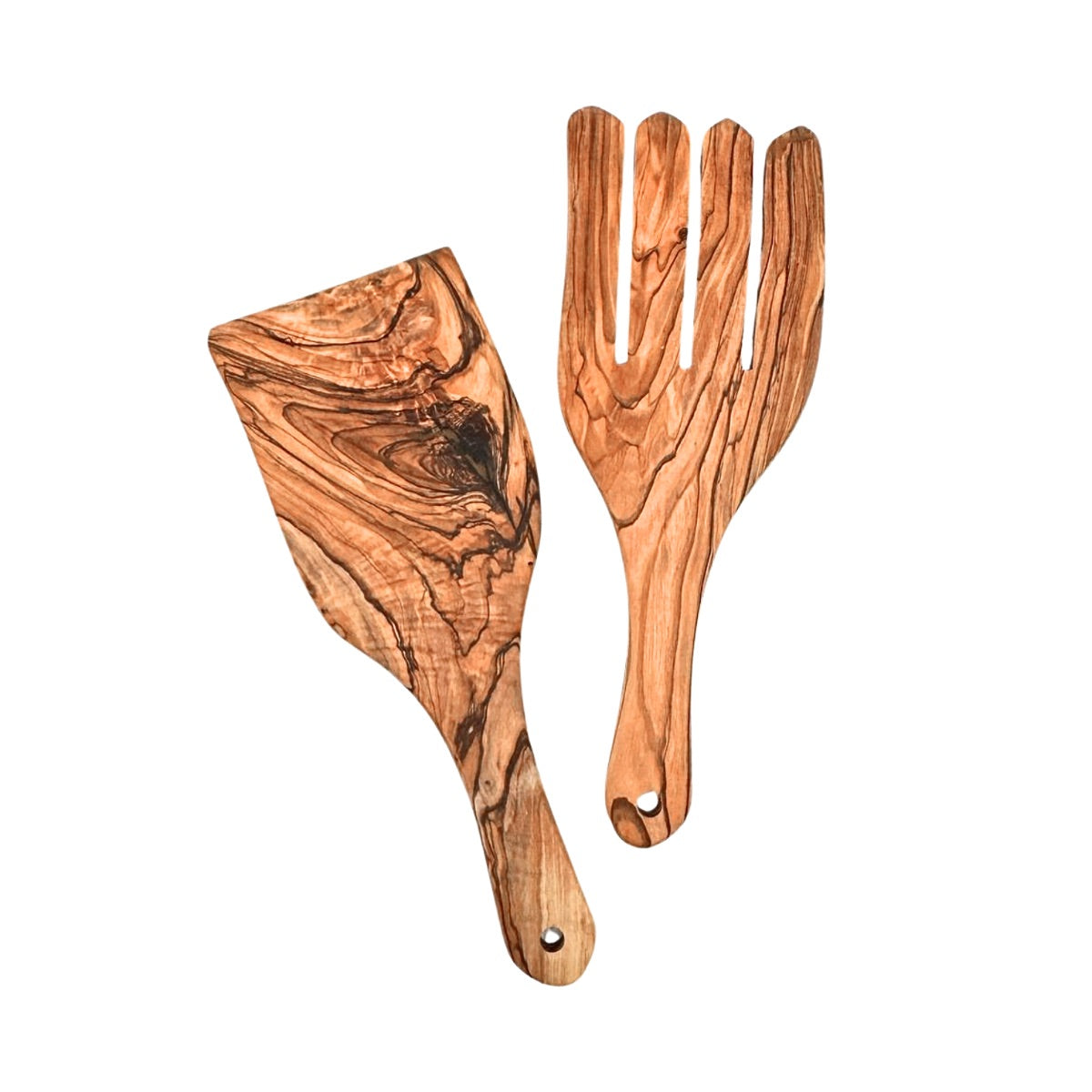 Olive Wood Salad Server Set (Short Handle)