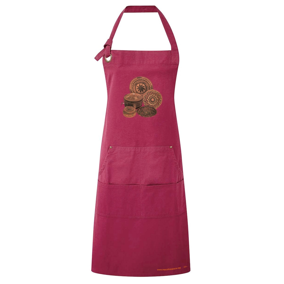 Apron - Woven Basket Print--Burgundy
