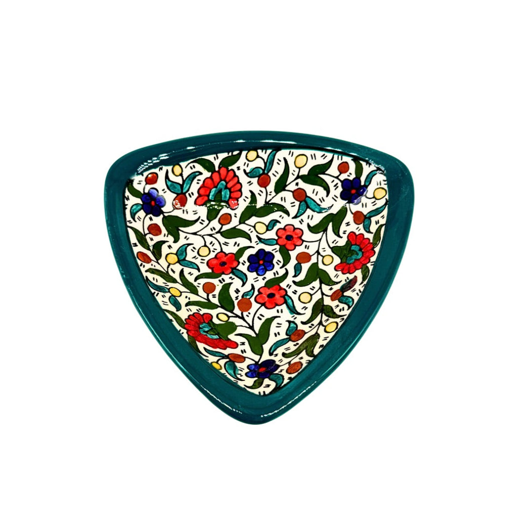 Ceramic Triangle Dish - Teal Multicolor