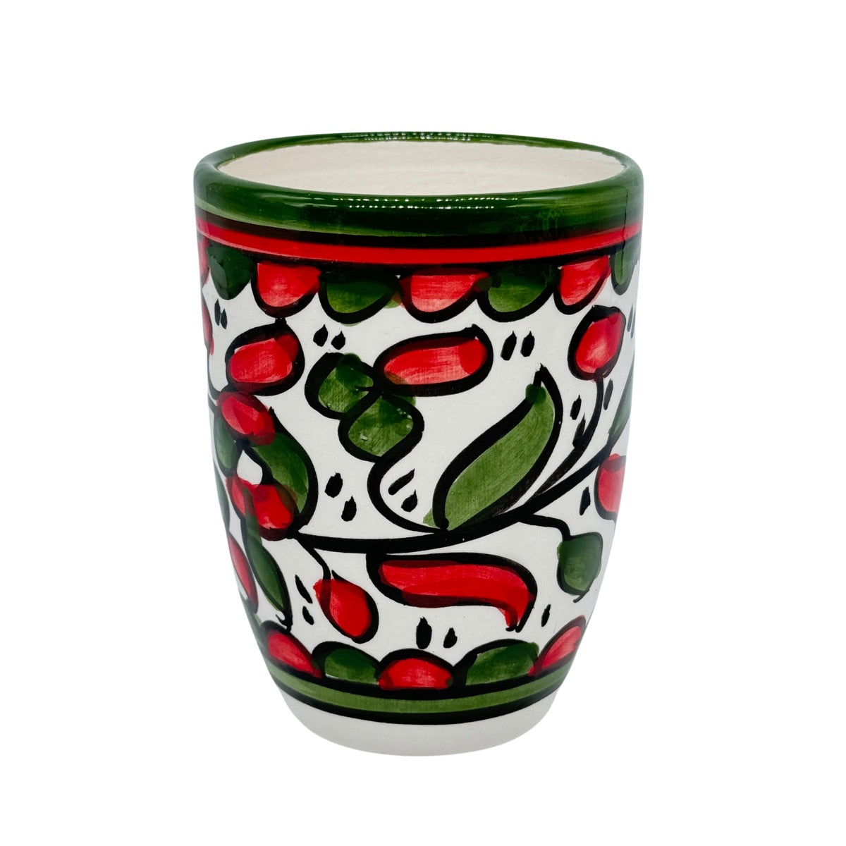 Ceramic Mug (w/o handles) - Red & Green