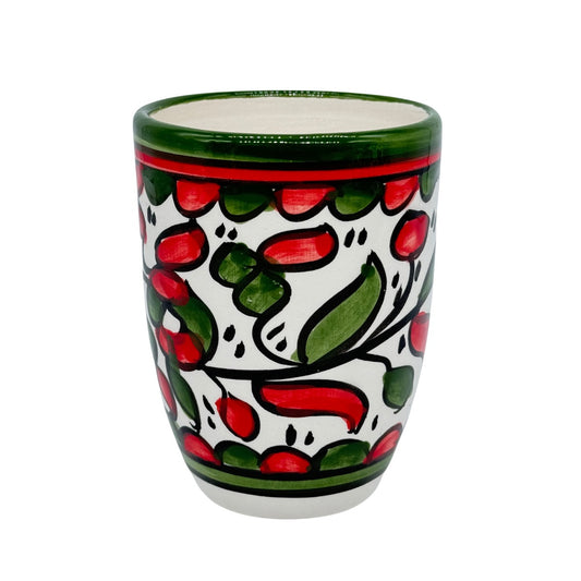 Ceramic Mug (w/o handles) - Red & Green