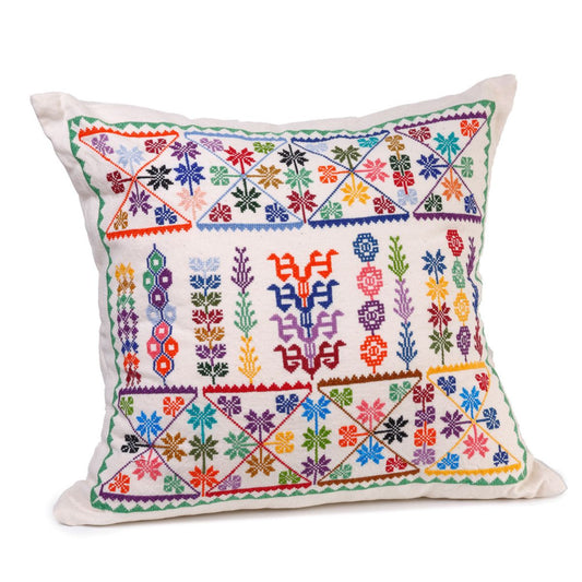 Embroidered Pillow Cover --  Wardeh