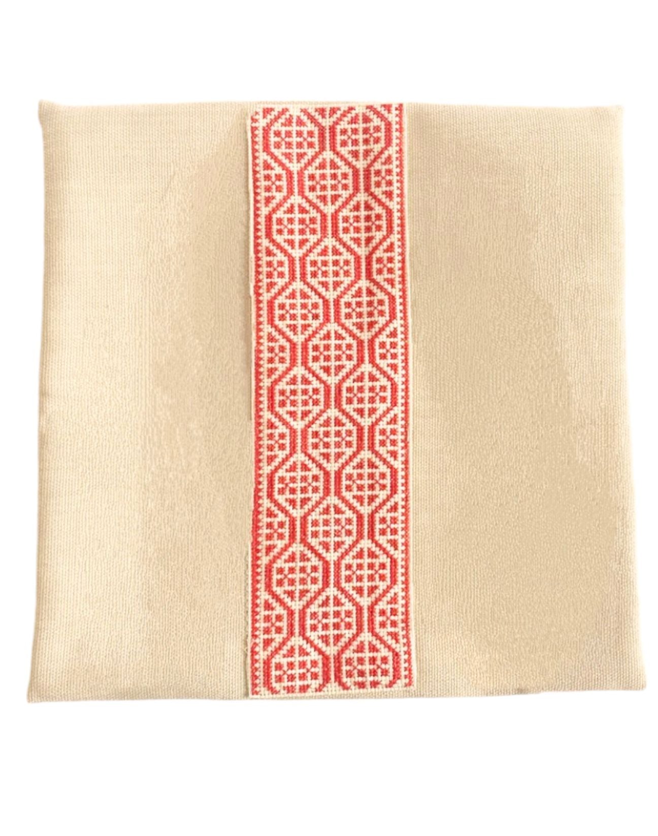 Embroidered Pillow Cover--Palestinian Red