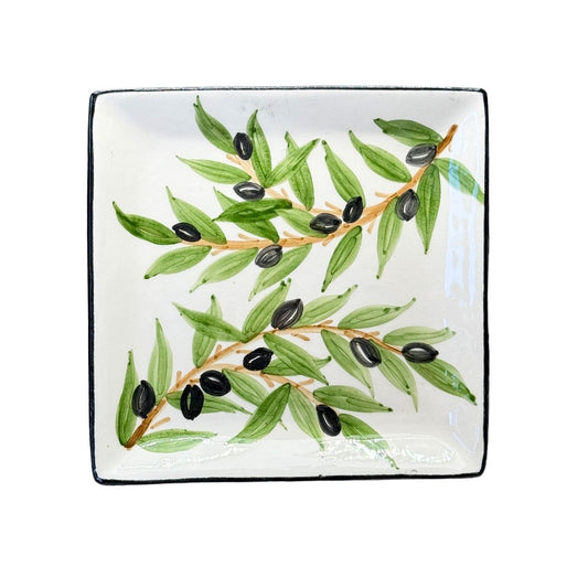 Ceramic Square Plate (7") - Olives