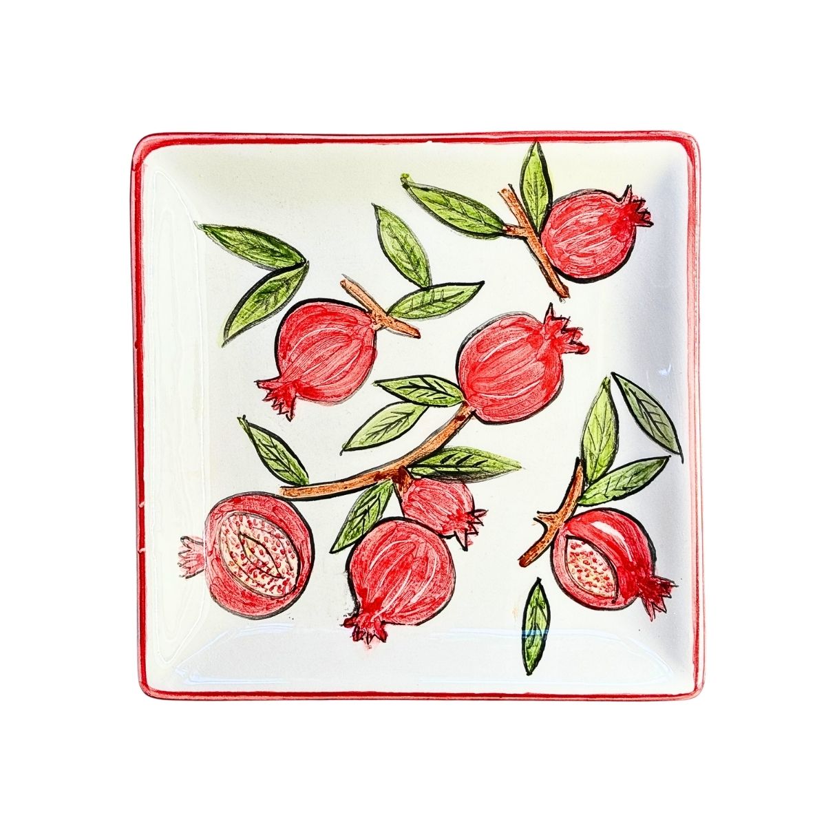 Ceramic Square Plate (7") - Pomegranate
