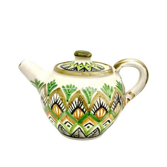 Ceramic Teapot (5") - Green Leaf