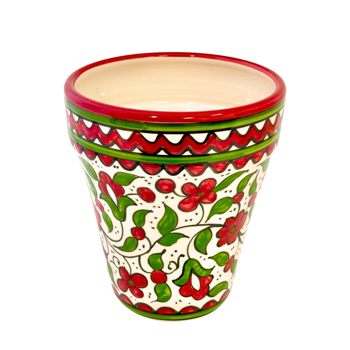 Ceramic Flower Pot - Red & Green