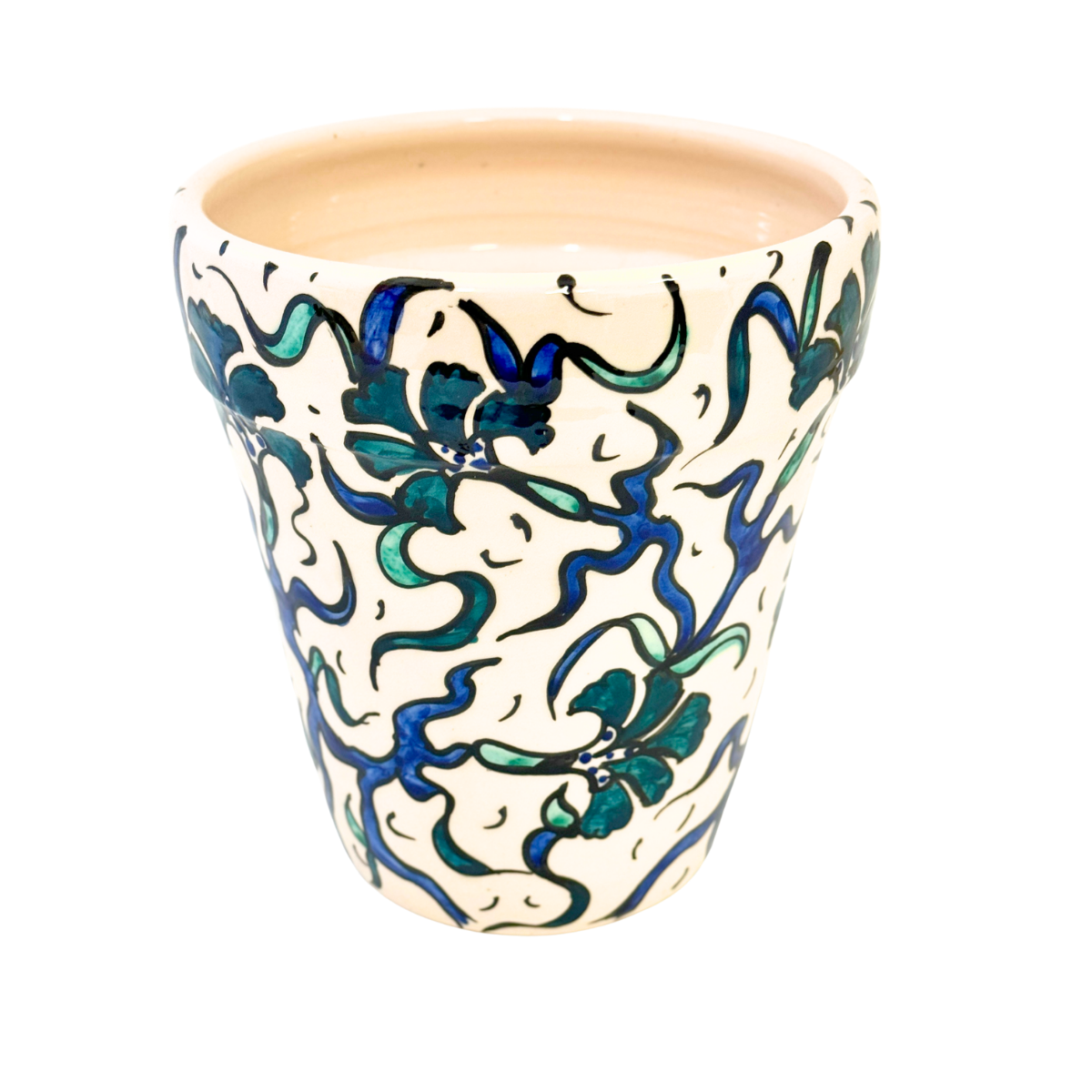 Ceramic Flower Pot - Blue & Green