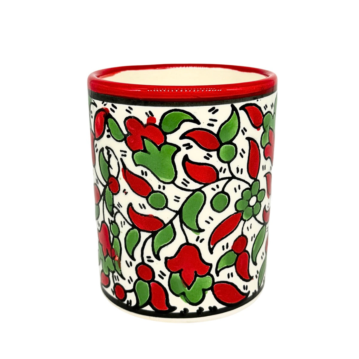 Ceramic Mug w/o Handle - Red & Green
