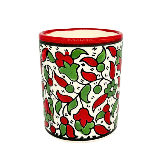 Ceramic Mug w/o Handle - Red & Green