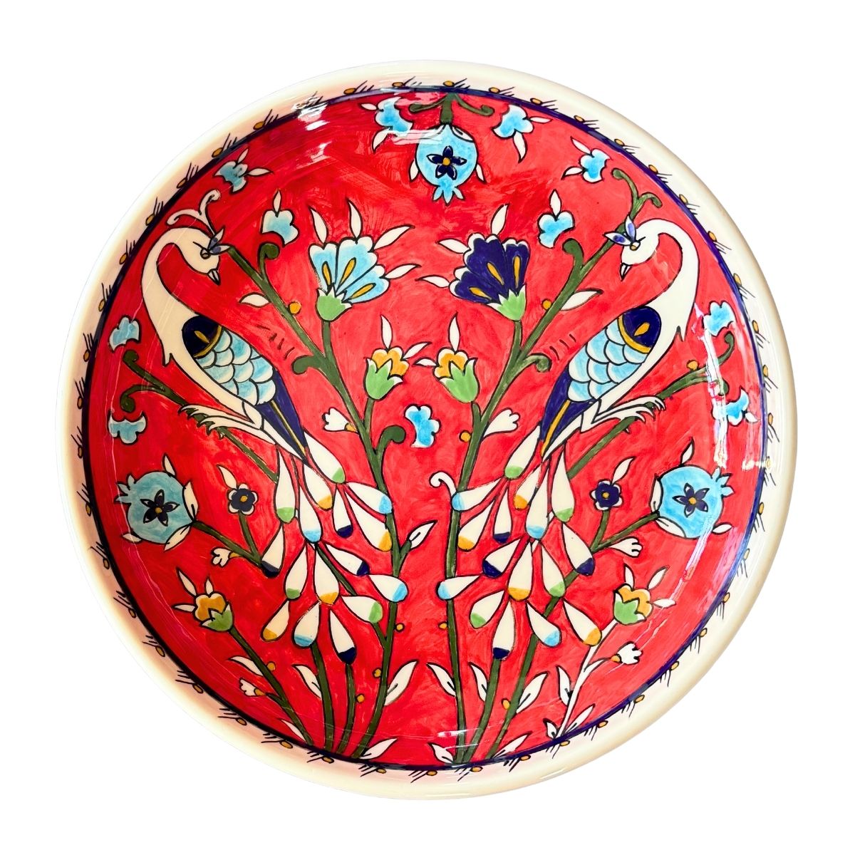 Ceramic Serving Bowl (11”) - Red Birds