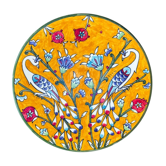 Ceramic Round Serving Plate (12”) - Yellow Birds