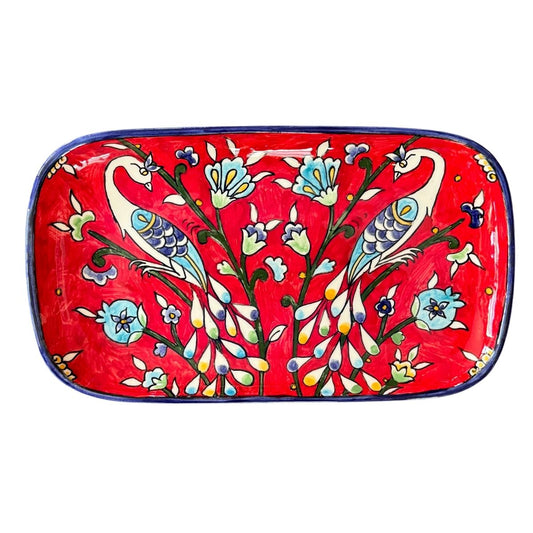 Ceramic Rectangular Plate (13”) - Peacocks
