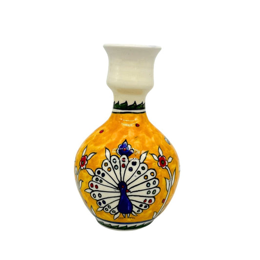 Ceramic Vase - Yellow Peacock