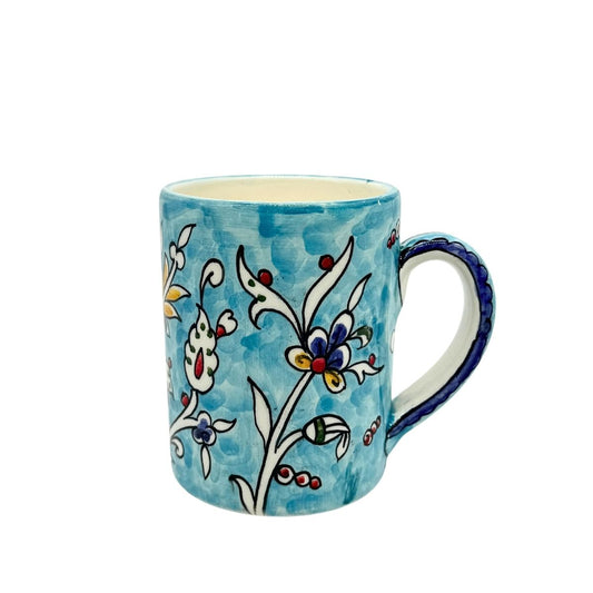 Ceramic Mug - Aqua Flowers