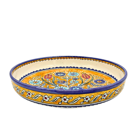 Ceramic Low Serving Bowl (11”) - Yellow Flowers