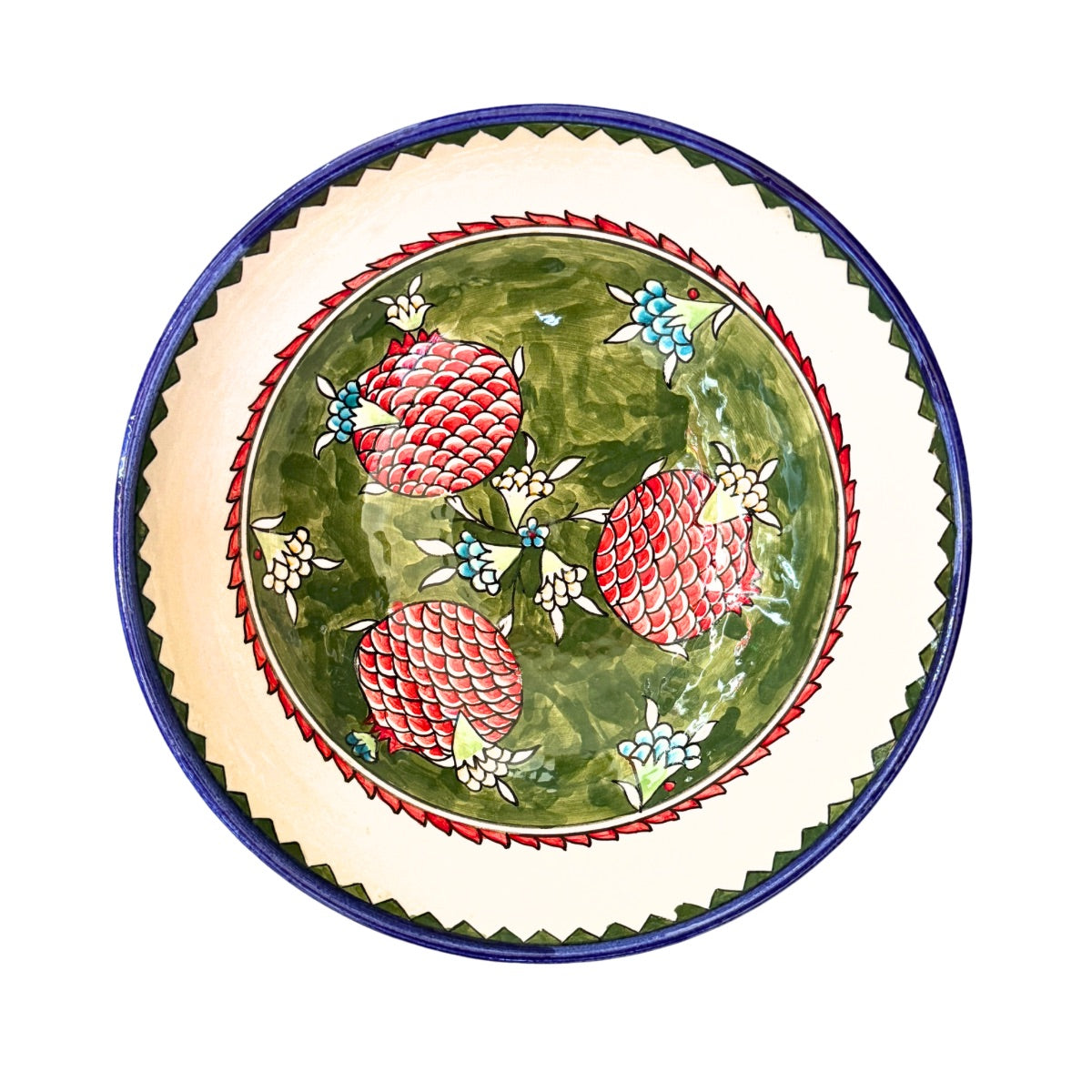 Ceramic Serving Bowl (10”) - Green Pomegranates