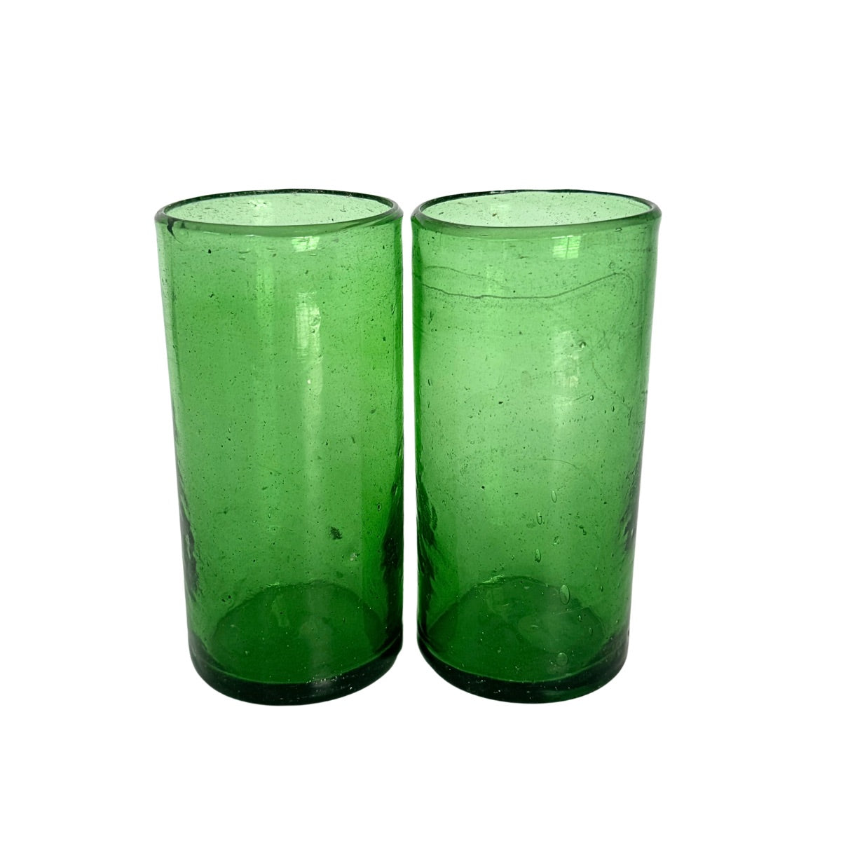 Glass Tumblers (5"), Set of 2 - Emerald Green