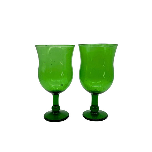 Glass Goblets, Set of 2 - Green